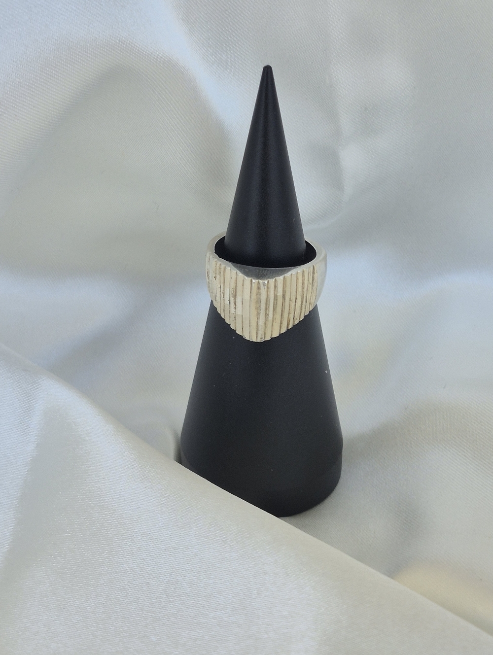 Taxco MEXICO 925 Sterling Silver  Textured Chevron Ring TM-95 S6.5
